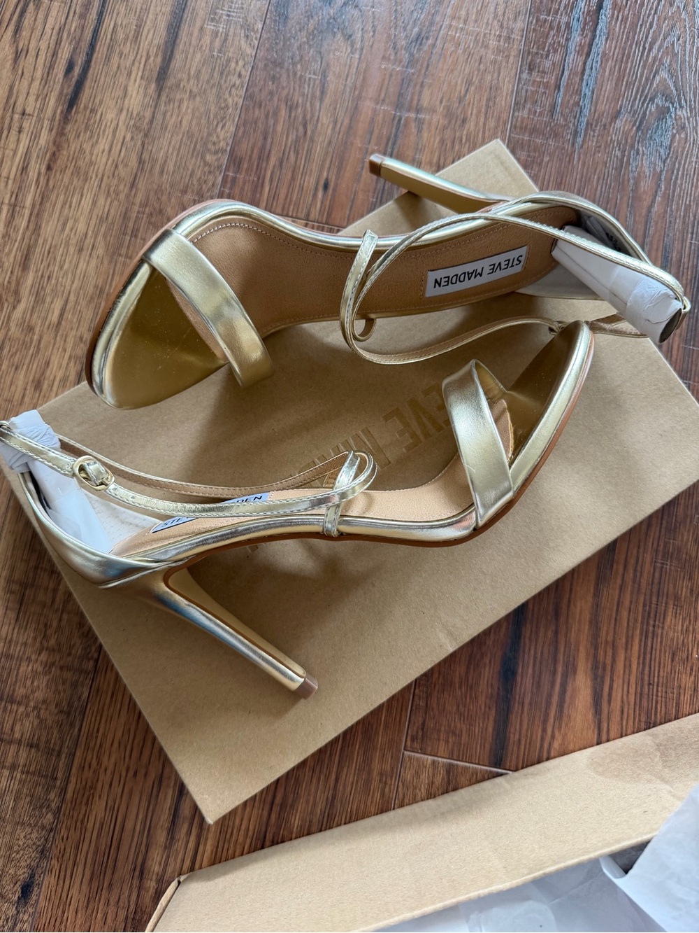 Steve Madden Metallic Gold Strappy Stiletto Heels